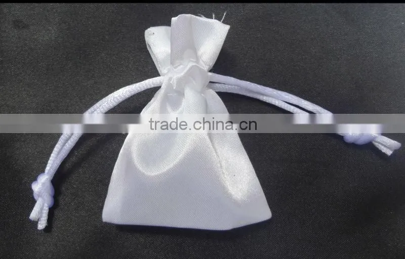 satin drawstring bag white