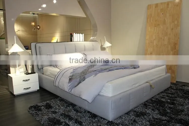 hot-sell modern king size/queen size fabric bed with storage