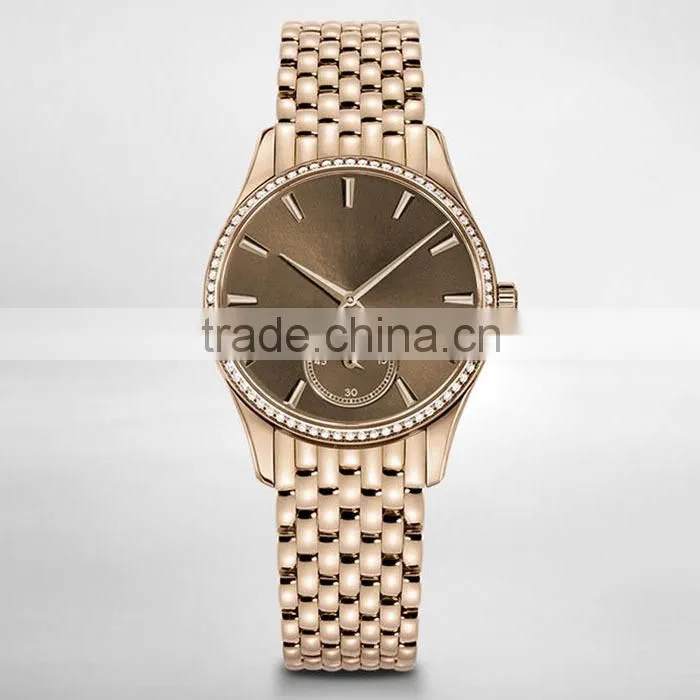 ladies fashion stainless steel and leather belt watch