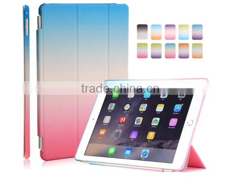 2016 New Arrival For 12.9inch iPad Pro Slim Pu Leather Rainbow Cover With Wake Sleeping