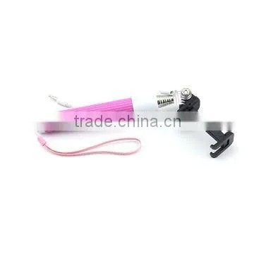 Wired selfie monopod with phone holder