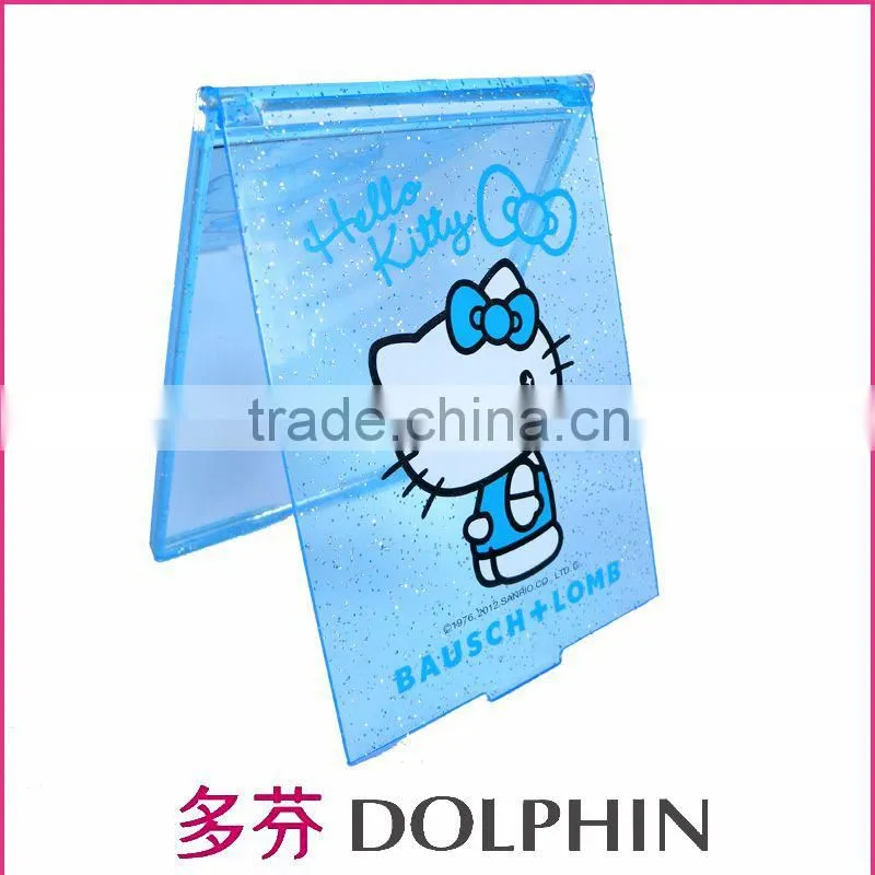 ABS mirror,square mirror, blue hello kitty mirror, standing mirror, portable fold cosmetic mirror