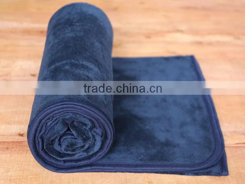 High Quality super soft heavy coral fleece blanket with leather strap handle