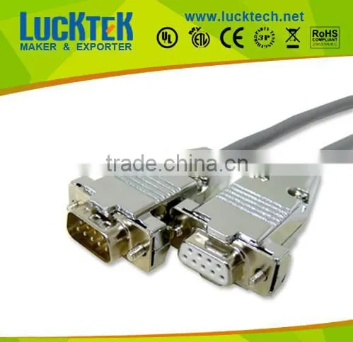 DB9 RS-232 Serial Extension Cable metal shell, M/F,HIGH QUALITY