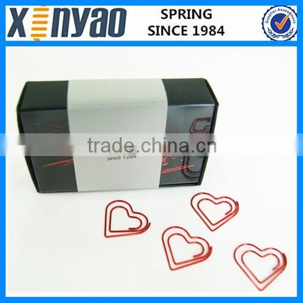 hight quality promotional gifts with paper box custom logo metal red heart shape paper clips