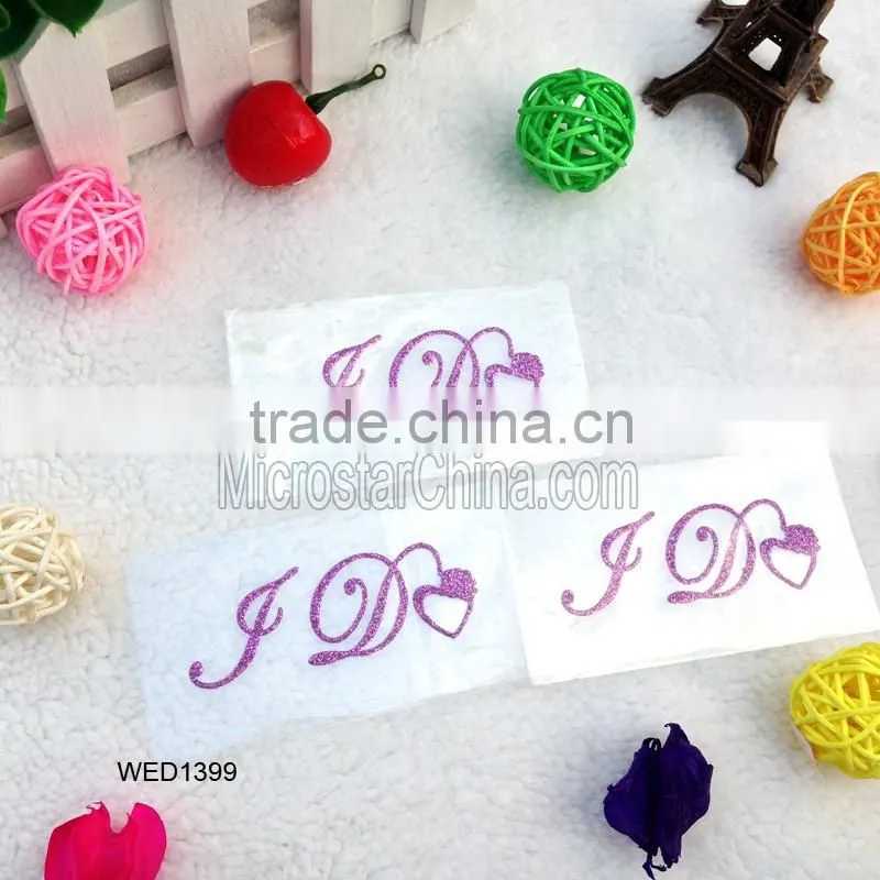 Hotsale Wedding Groom 3d rhinestone crystal letter shoe or cup stickers