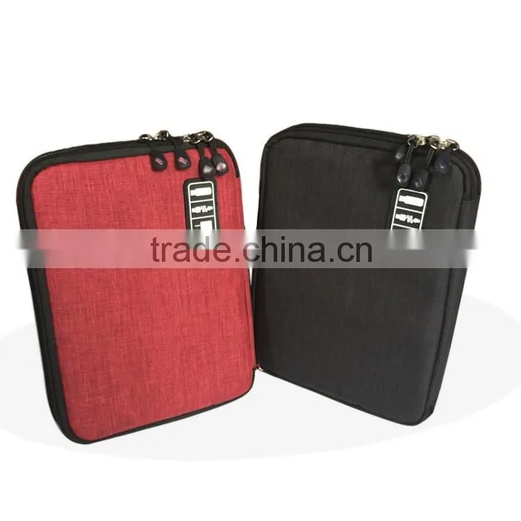 New fashion double layer cable organizer travel bag usb cable packaging hard drive bag