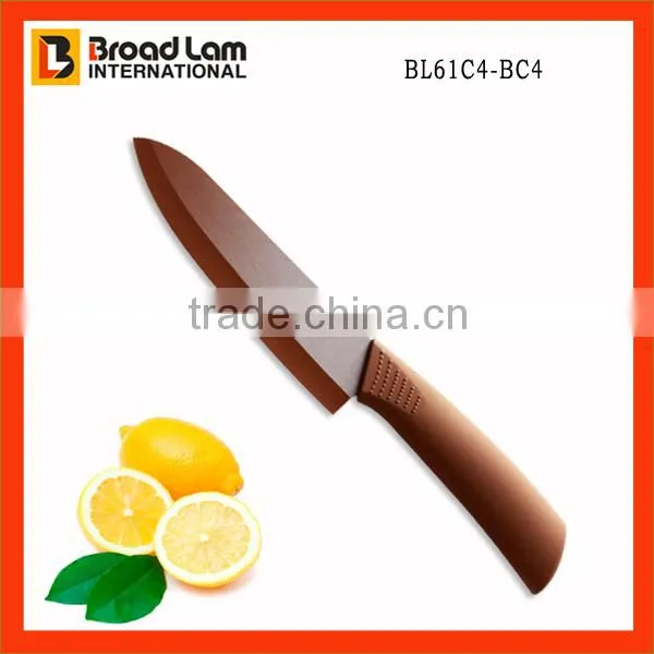 Coffee Colored Coating Ceramic Blade and Handle 6 inch Chef Knife Professional Kitchen Cutting Knife