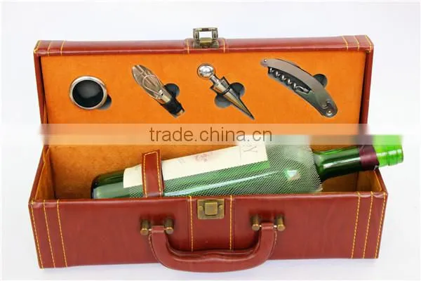 luxury leather box wine set made in china