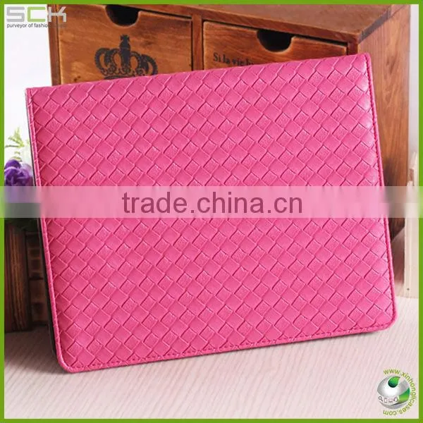 Woven Pattern Leather case For Ipad Case 2/3/4 with stand