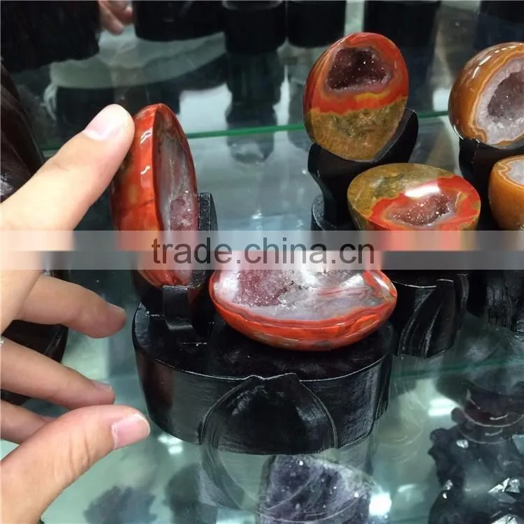 Natural Red Chinese Zhanguo Agate Geode Cornucopia Crystal Ornaments