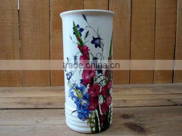 Flower Decal Paper Cup Holder Made of Ceramic