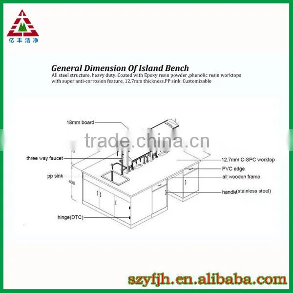 Dental Laboratory Island Bench With Reagent Shelf