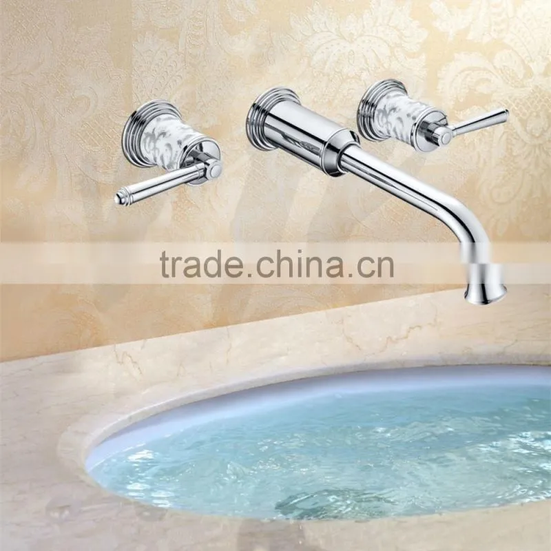 Wall Mounted Brass Rainfall Double Handle Bathroom Faucet