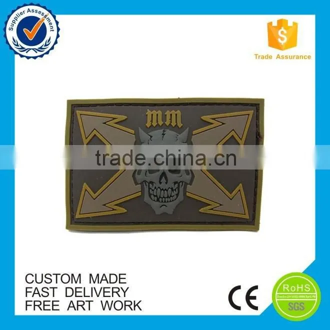 High quality rubber custom skull logo pvc patch