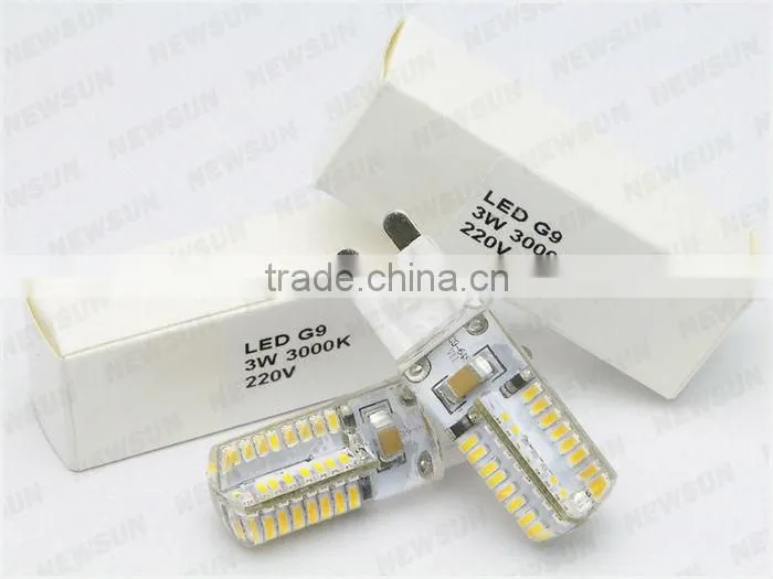 Factory Price High Quality Epistar LED Chip 64SMD 2014 3W G9 LED bulb 220V High Voltage Corn Bulb G9 LED Lamps