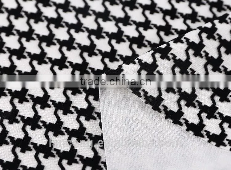 1PCS SALE!!!!Factory on Slea Spray spandex Houndstooth Flock knitted Fabric for Garment