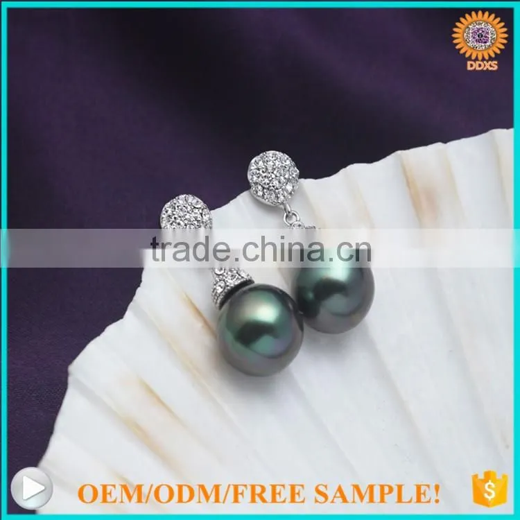 925 silver cz authentic south sea shell pearl earrings