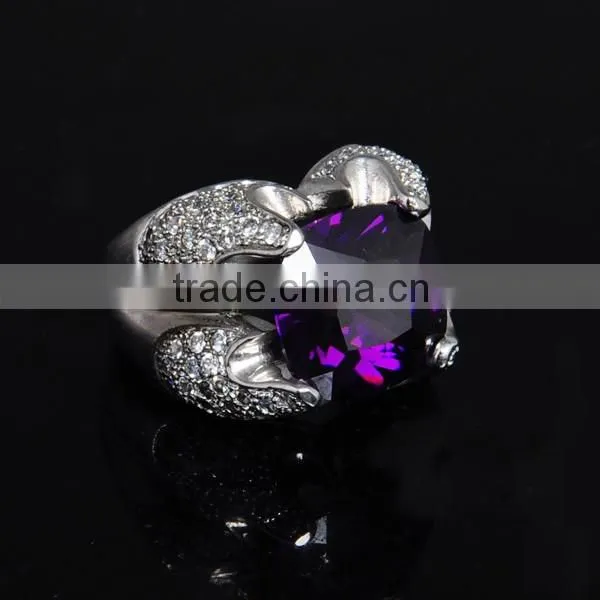 Fashionable 925 sterling silver ring jewelry, big size zircon jewelry