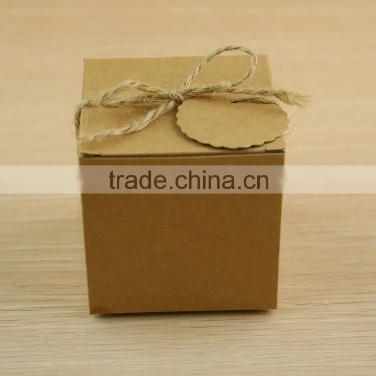 Square Kraft Paper Candy Boxes Wholesale Wedding Favor Boxes With gift tag