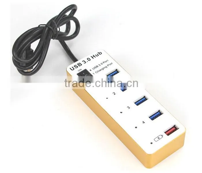 new 4-Port USB 3.0 Portable Aluminum usb Hub with 2-Foot USB 3.0 Cable