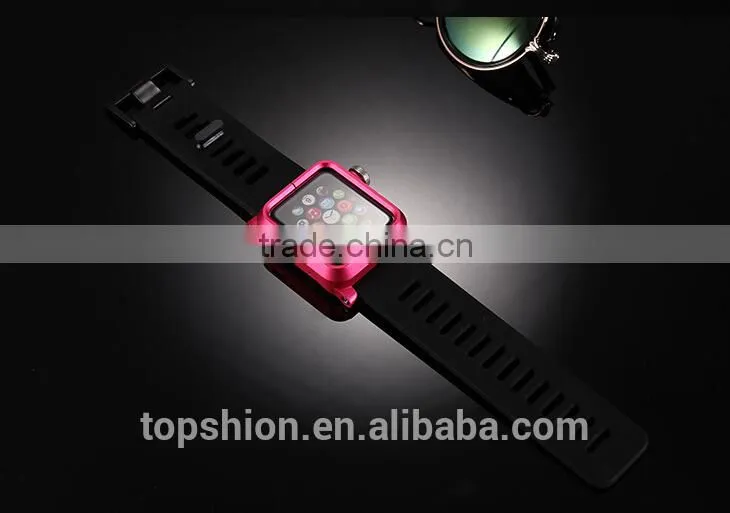 2016 hot new products for Apple watch silicone band wristband strap with aluminum metal case cover