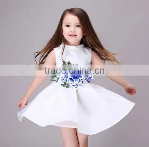 2016 sweet baby girls kids party wear dresses flower embroidered summer kids prom dresses