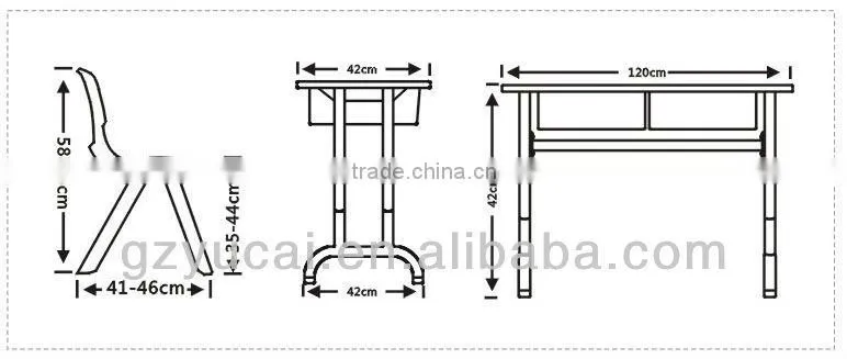 Adjustable european double school desk