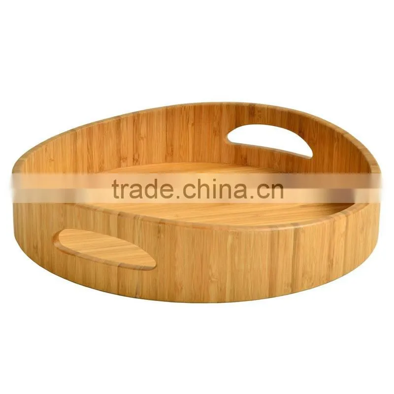 Picnic Curve Bamboo Cocktail serving Tray with handle
