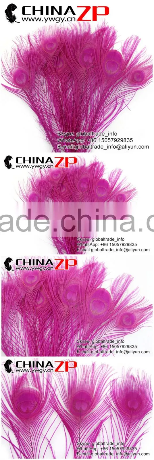 ZPDECOR Leading Supplier Wholesale Cheap Full Eye Dyed Hot Pink Long Peacock Tail Feathers for Sale