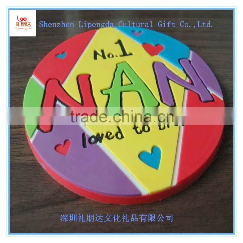 Customized style promotional fashion eco-friendly silicone tea cup mat,soft pvc rubber injection cup coaster