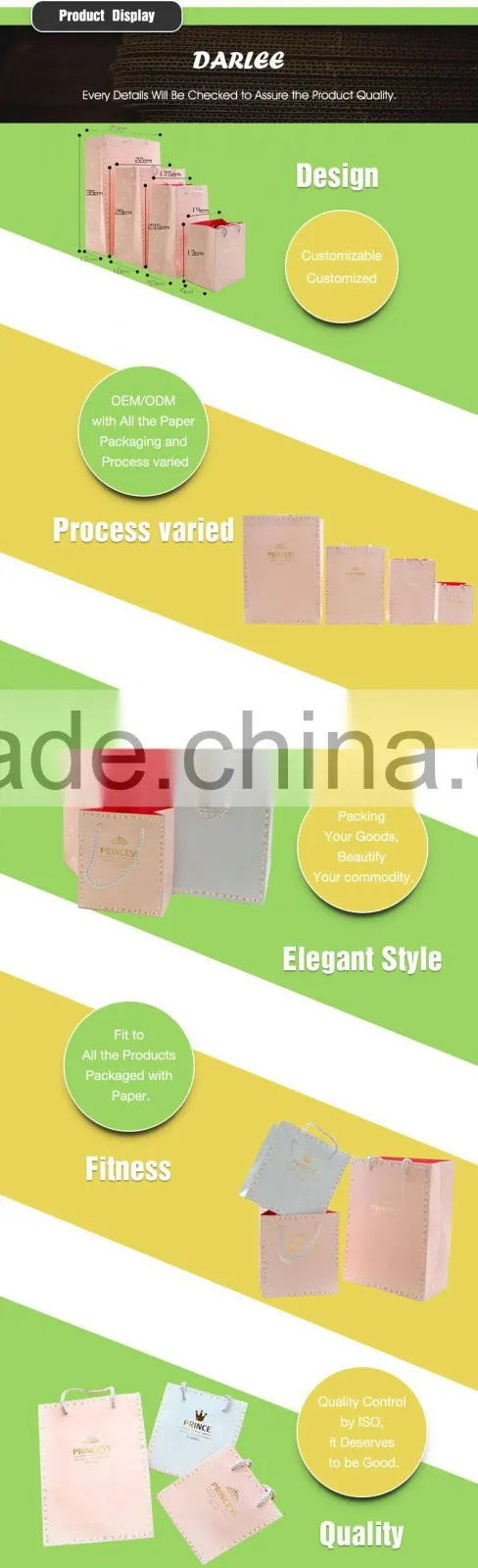 different size of low cost cmyk famous brand paper bag