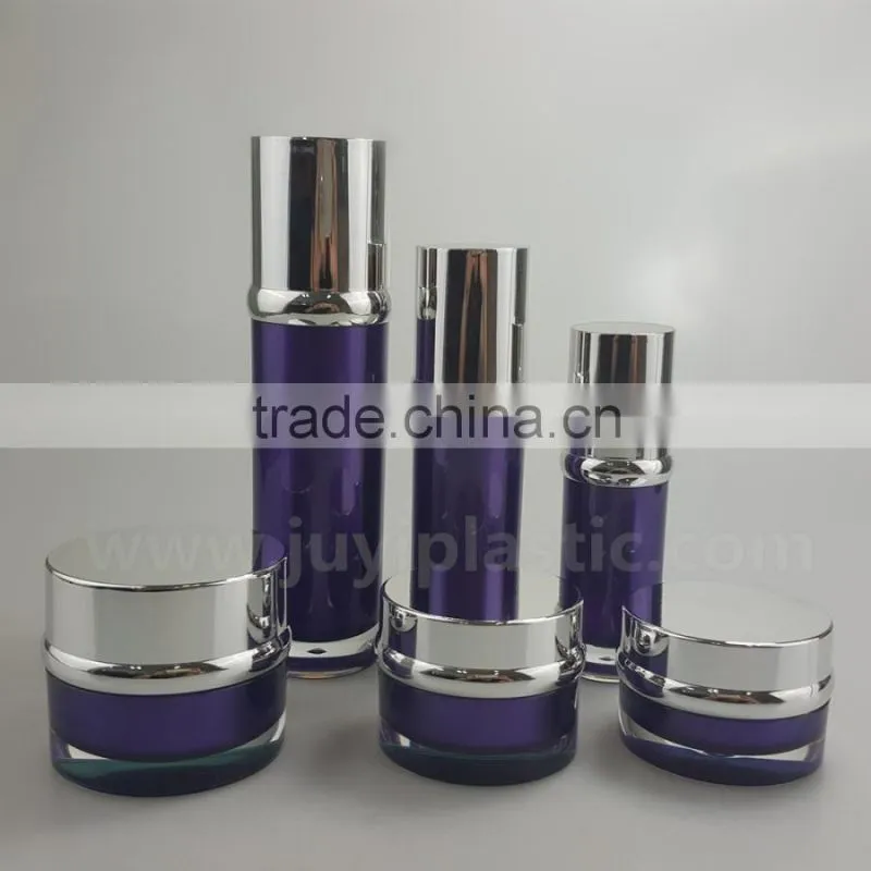 round shape cosmetic bottle and jars, acrylic bottle and face cream jars