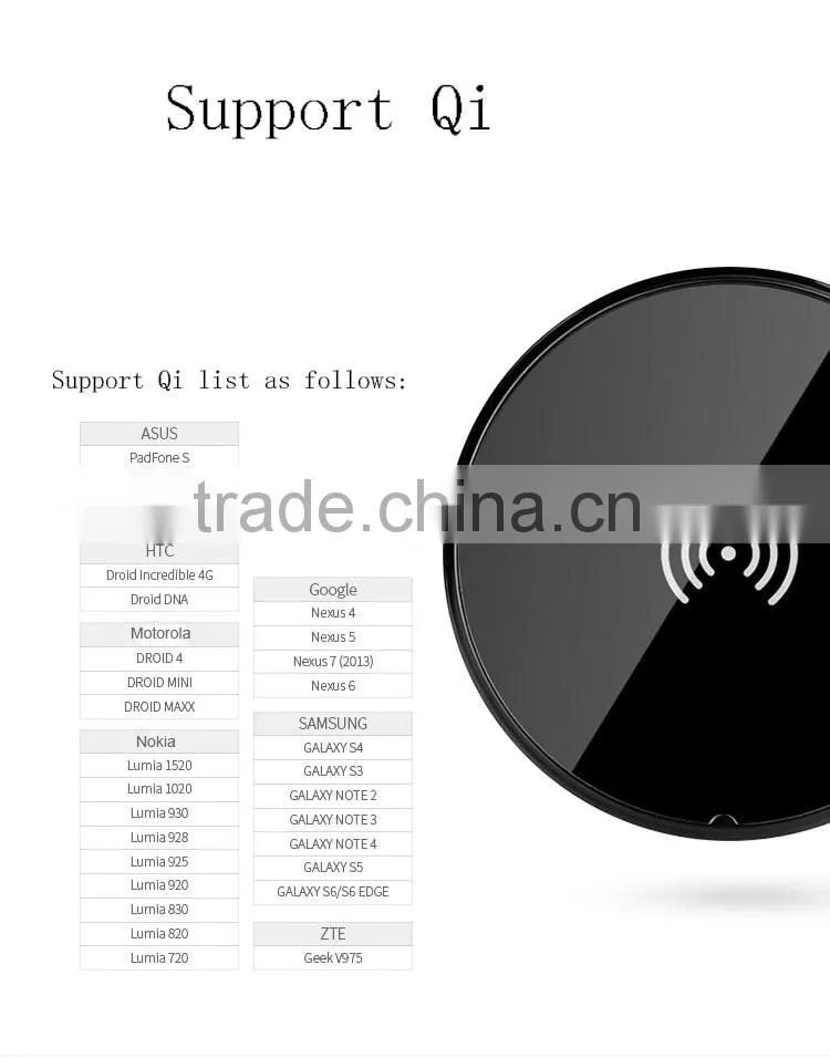 Wireless mobile phone charger used for samsung for huawei and smartphone
