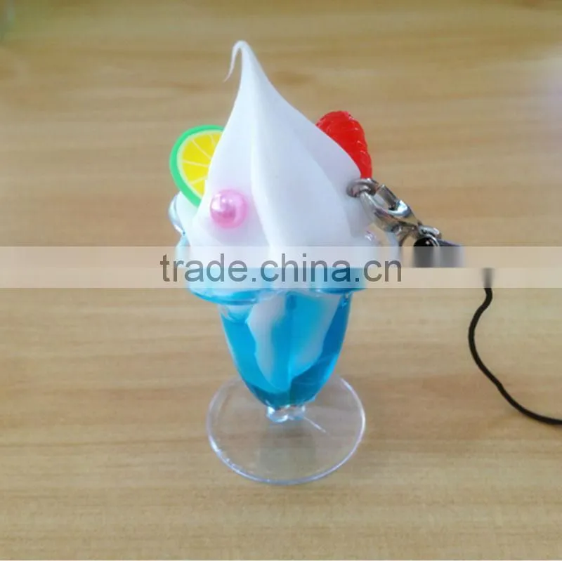 Hotsale creative high quality mini funny artificial fake ice cream cone keychian for promotion gift items