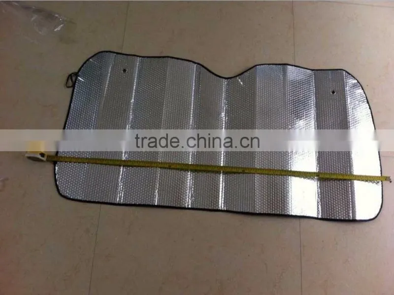 Foldable sun plain car visor PE bubble aluminum foil with 2 elastic bands for better storage