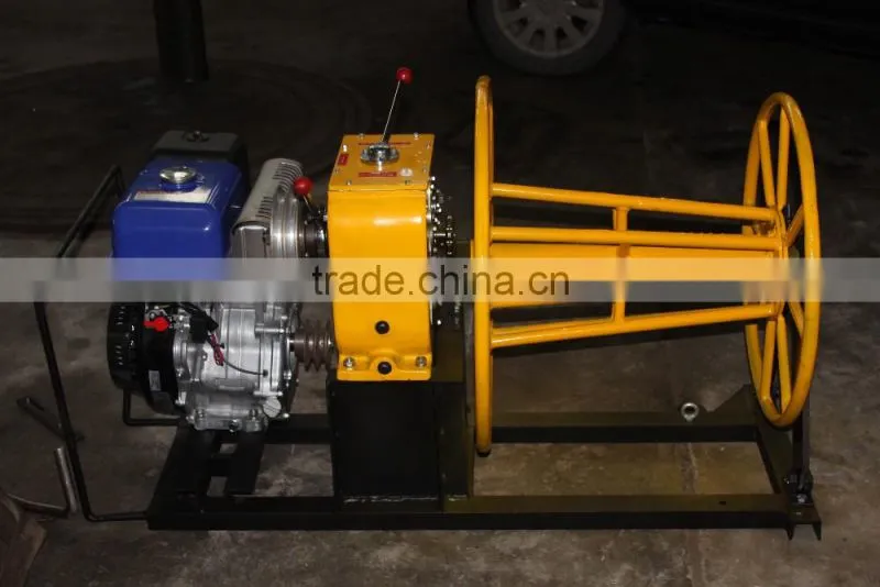 Stringing Equipment 2 Ton Gasoline Engine Winch Wire Take Up Winch