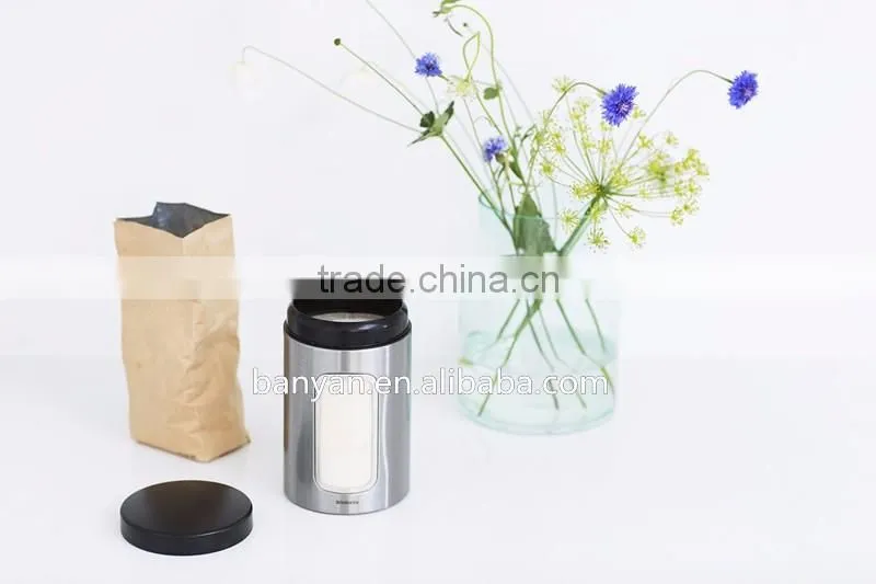 3pcs Round Stainless Steel Tea Coffee Sugar Canisters with Transparent Window