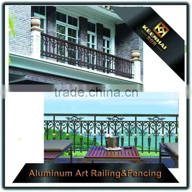 Floor Mounted Carving Decorative Glass Aluminum Balcony Railing