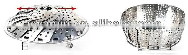 Stainless steel super practical multifunctional telescopic fruit tray / steaming dish