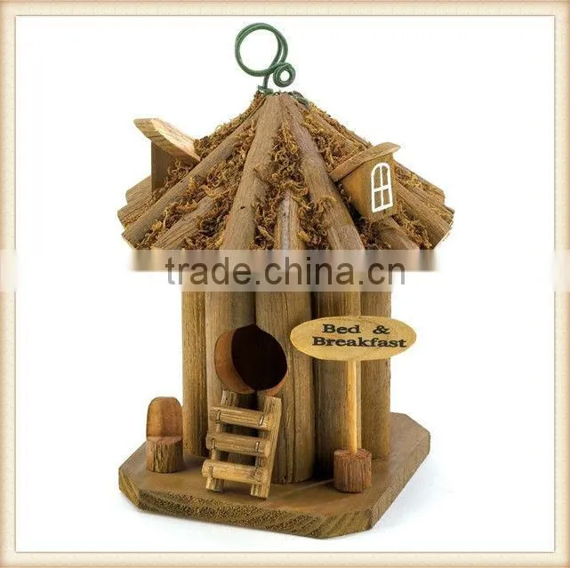 wooden printed bird house