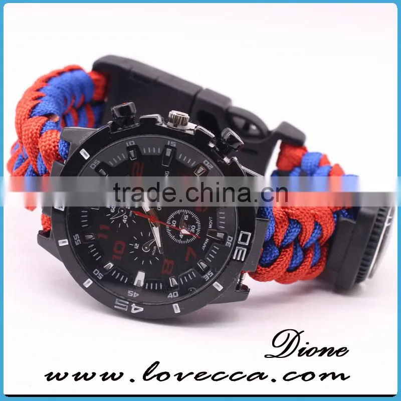 2017 New Style Climbing Camping Survival Bracelets Umbrella Rope Firestarter Life Saving Paracord Watch Band