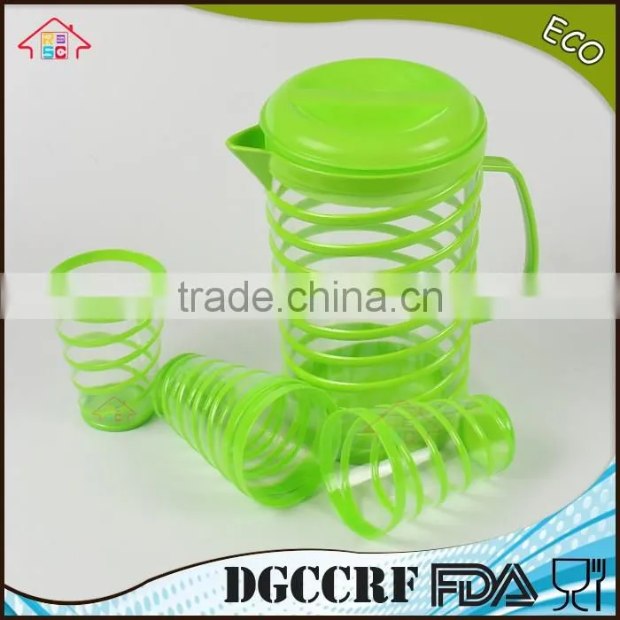 NBRSC Kitchen Home 4 pcs Plastic Drinking Water Cups with Teapot