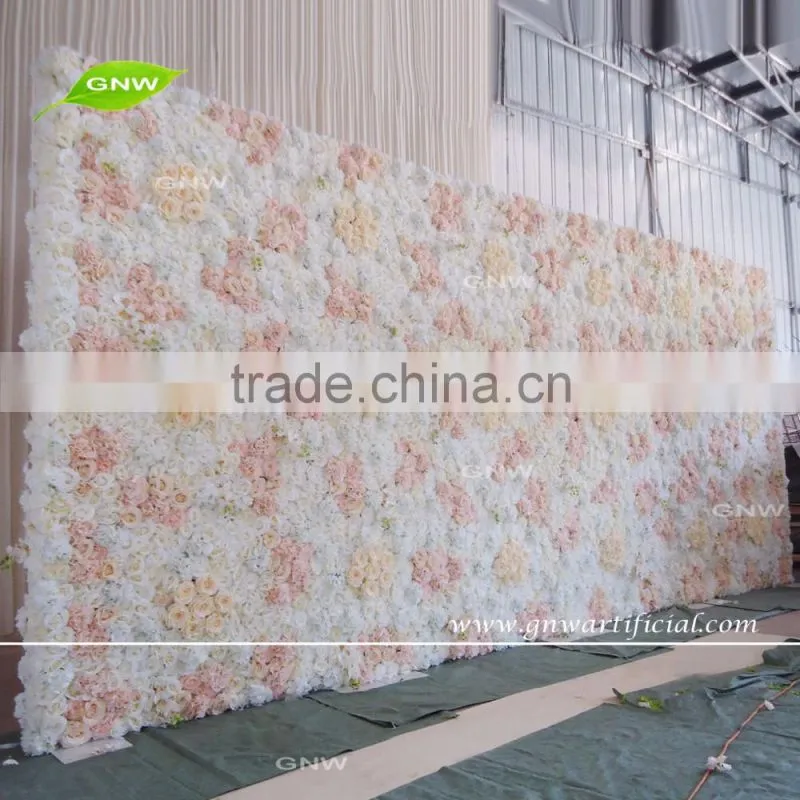 GNW FLW1609015 Ivory and champagne flower wall for wedding decoration