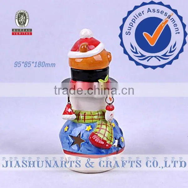 Ceramic Christmas Snowman Decorations Candlesticks Ornaments