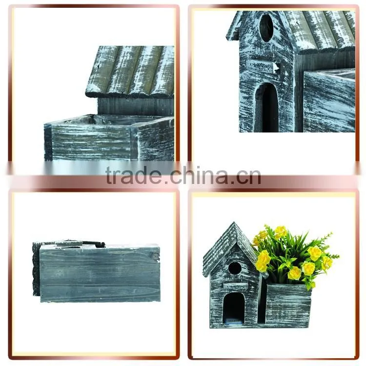 Wood Plant Flower Pot / Decorative Garden Planter Container