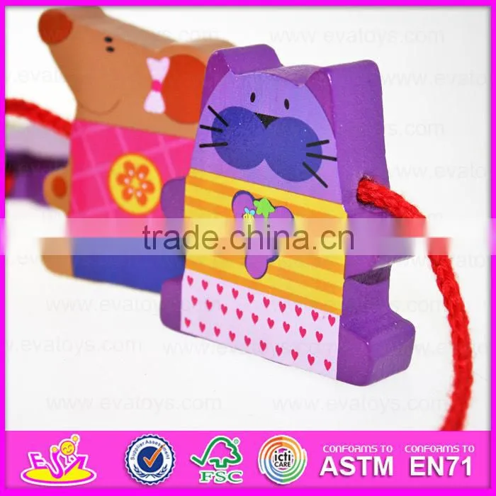 2015 Wooden Happy Threading Toys for Kids,Children DIY hand threading toy,Threading educational kids wooden blocks toy W11E041