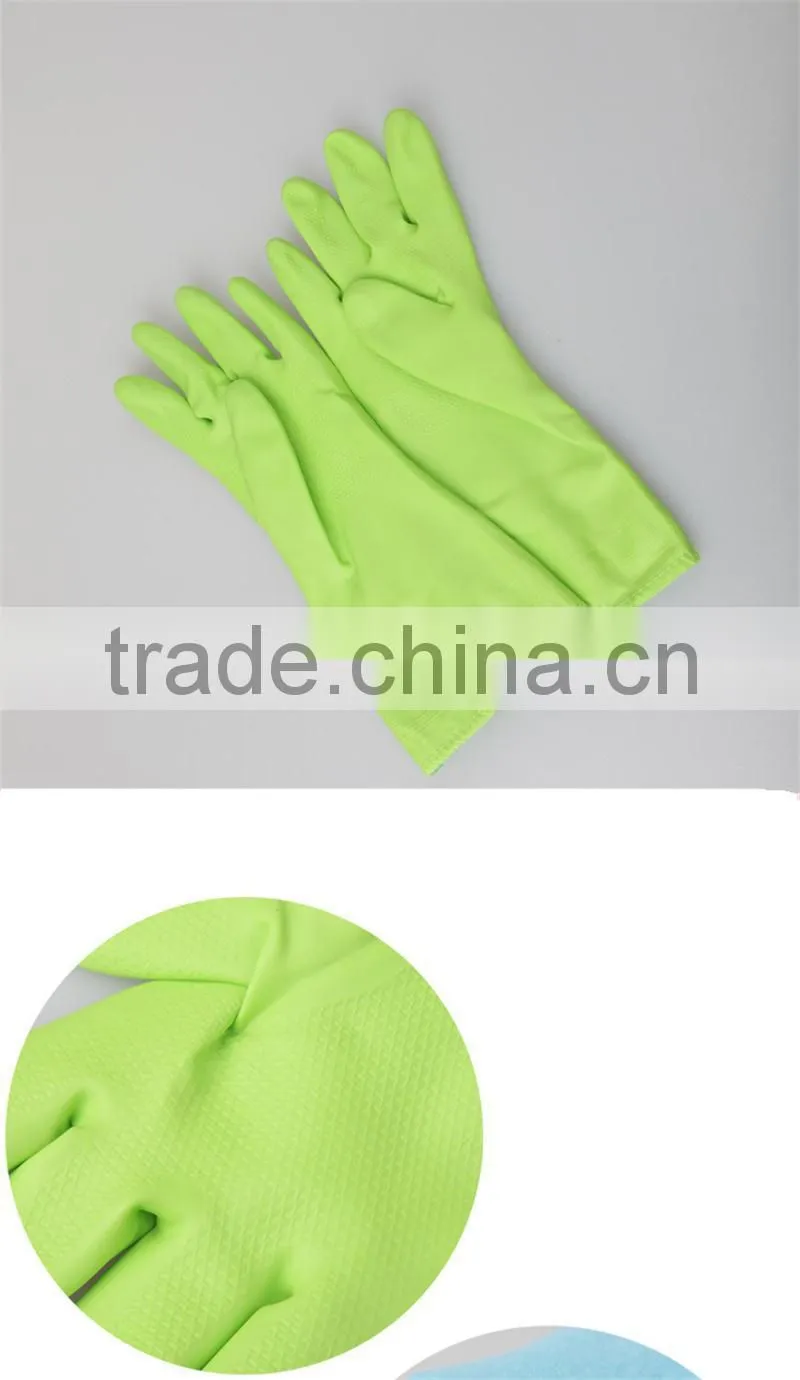 Dish washing up hand protective cotton lined rubber gloves,top glove latex gloves
