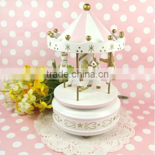 New Wooden Merry-Go-Round Carousel Music Box For Christmas Gift Kids Wedding Gift Toy
