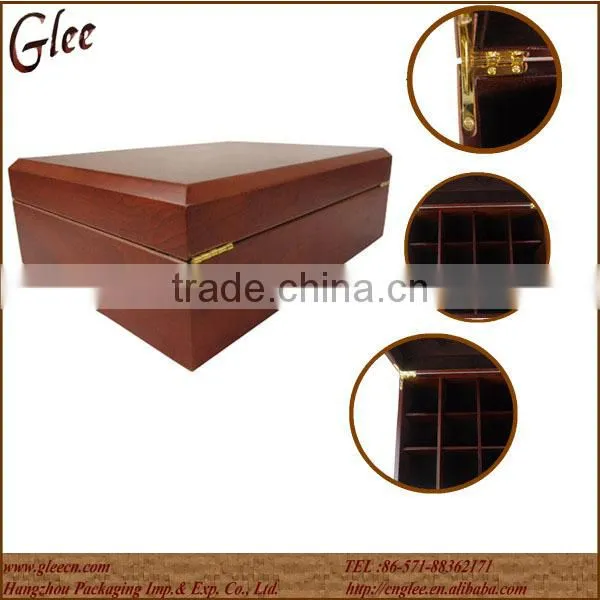 MDF Natural Wooden Tea tin Box With 12 Compartments